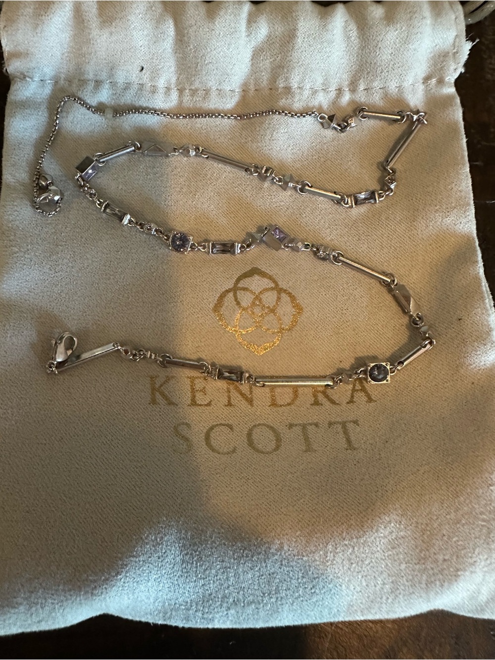 Kendra Scott Silver Multi-Link Station Necklace with Crystals